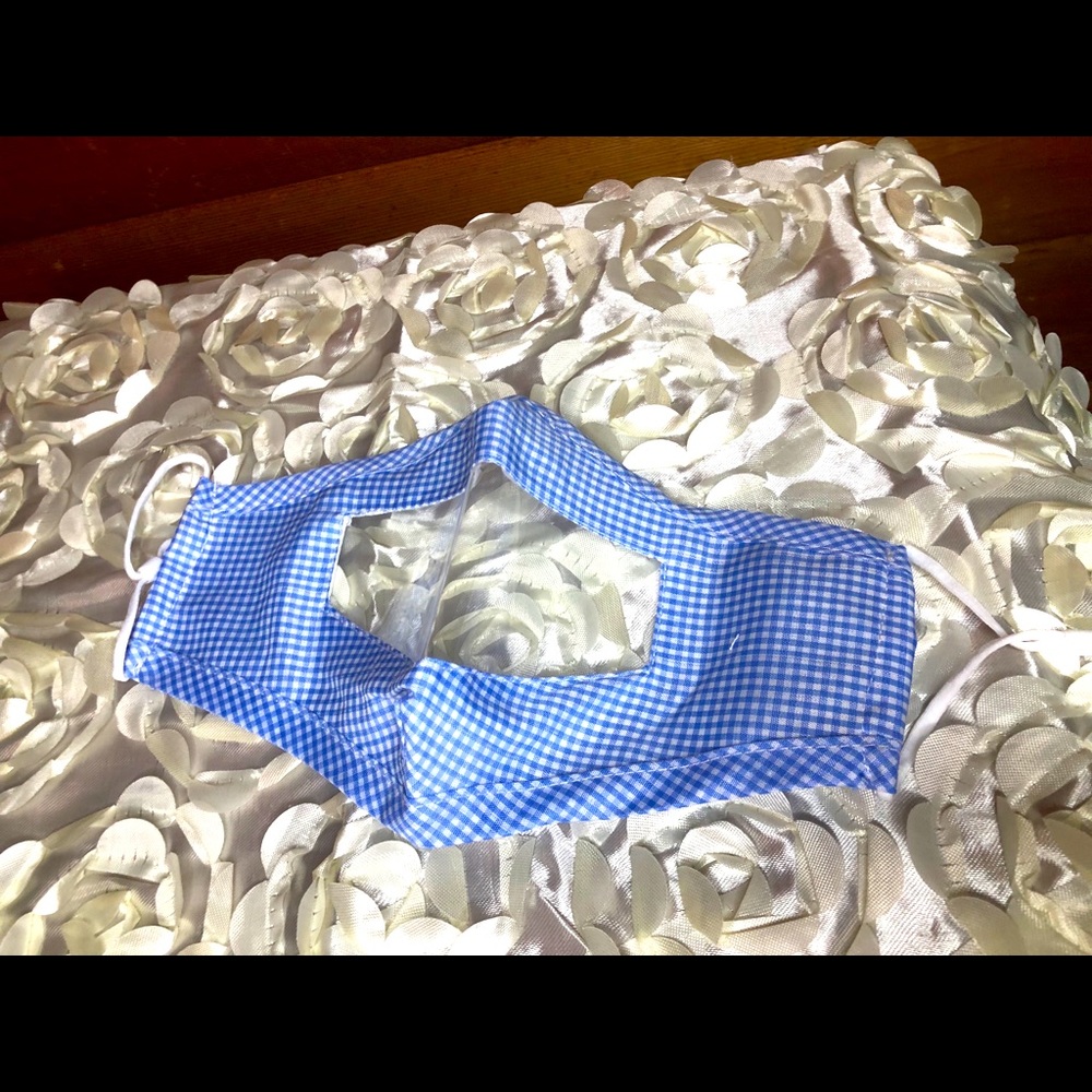 Blue plaid reusable face mask